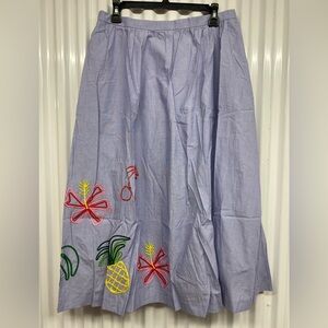 J. Crew Light Blue Maxi Skirt with Colorful Embroidery
